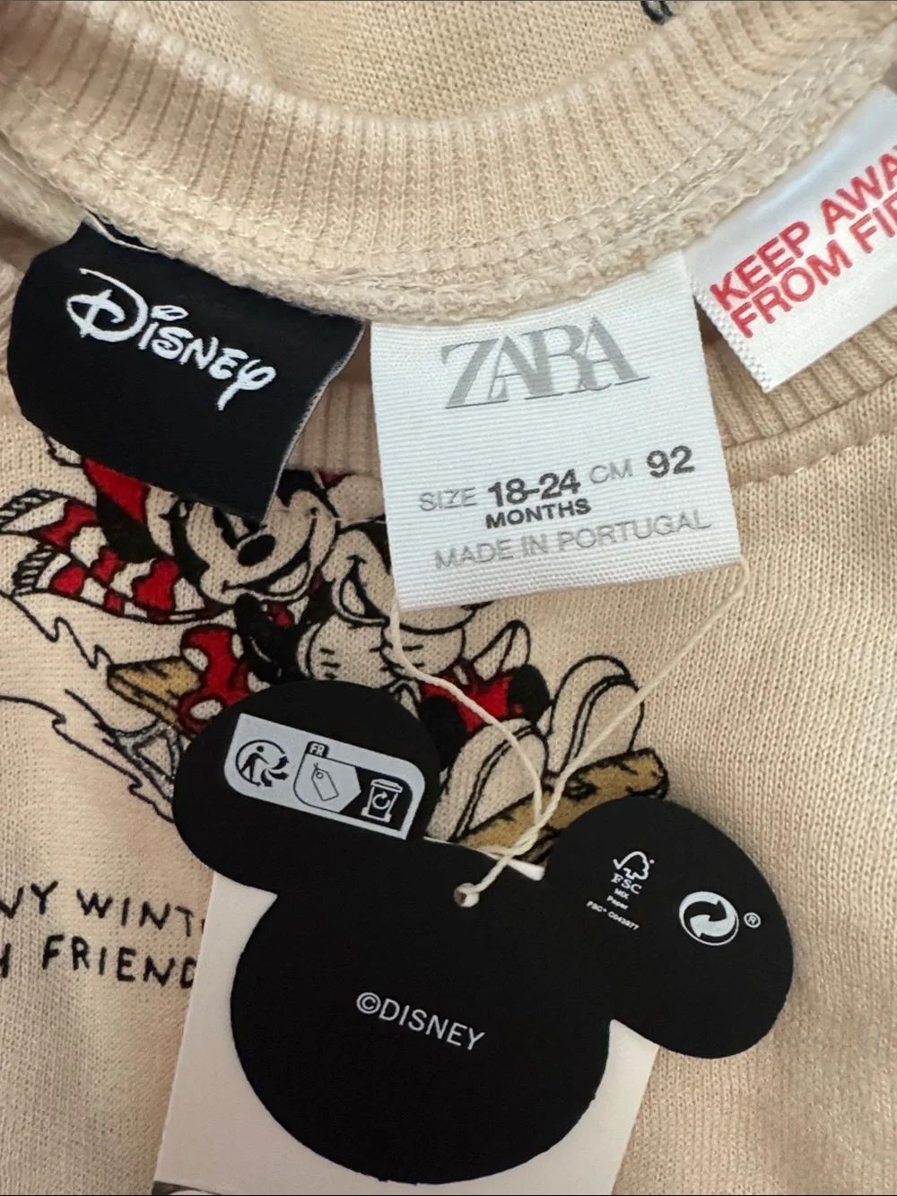 Disney Beige Mickey & Minnie Christmas Loungewear 2-PC Top & Legging Set NWT